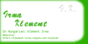 irma klement business card